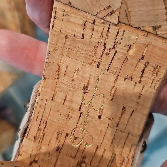 Jessica Simpson Platform Wedge Cork Beige Block Heels Ankle Strap Size 9.5 - Picture 3 of 4